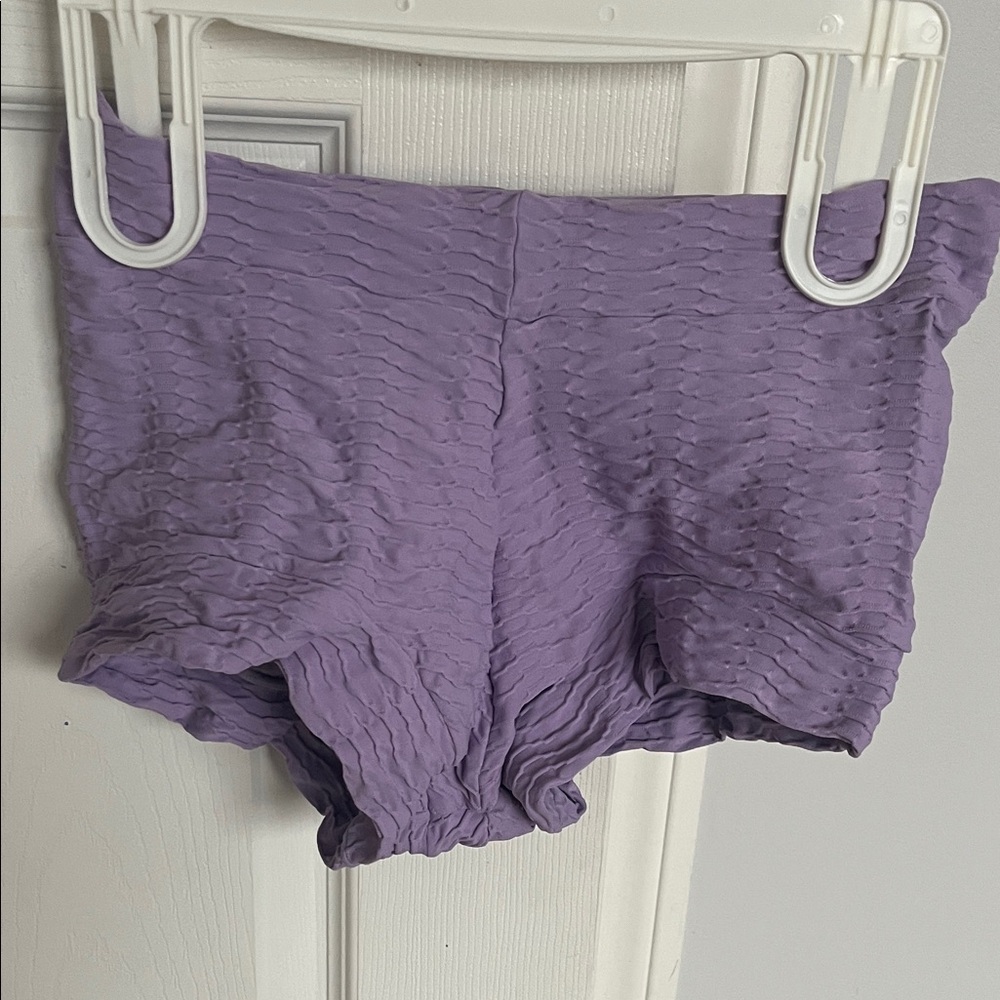 Lilac Textured High-Rise Women's Bike Shorts